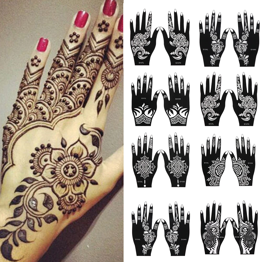 Professional Henna Stencil Temporary Hand Tattoo Body Art Sticker Template Weddi
