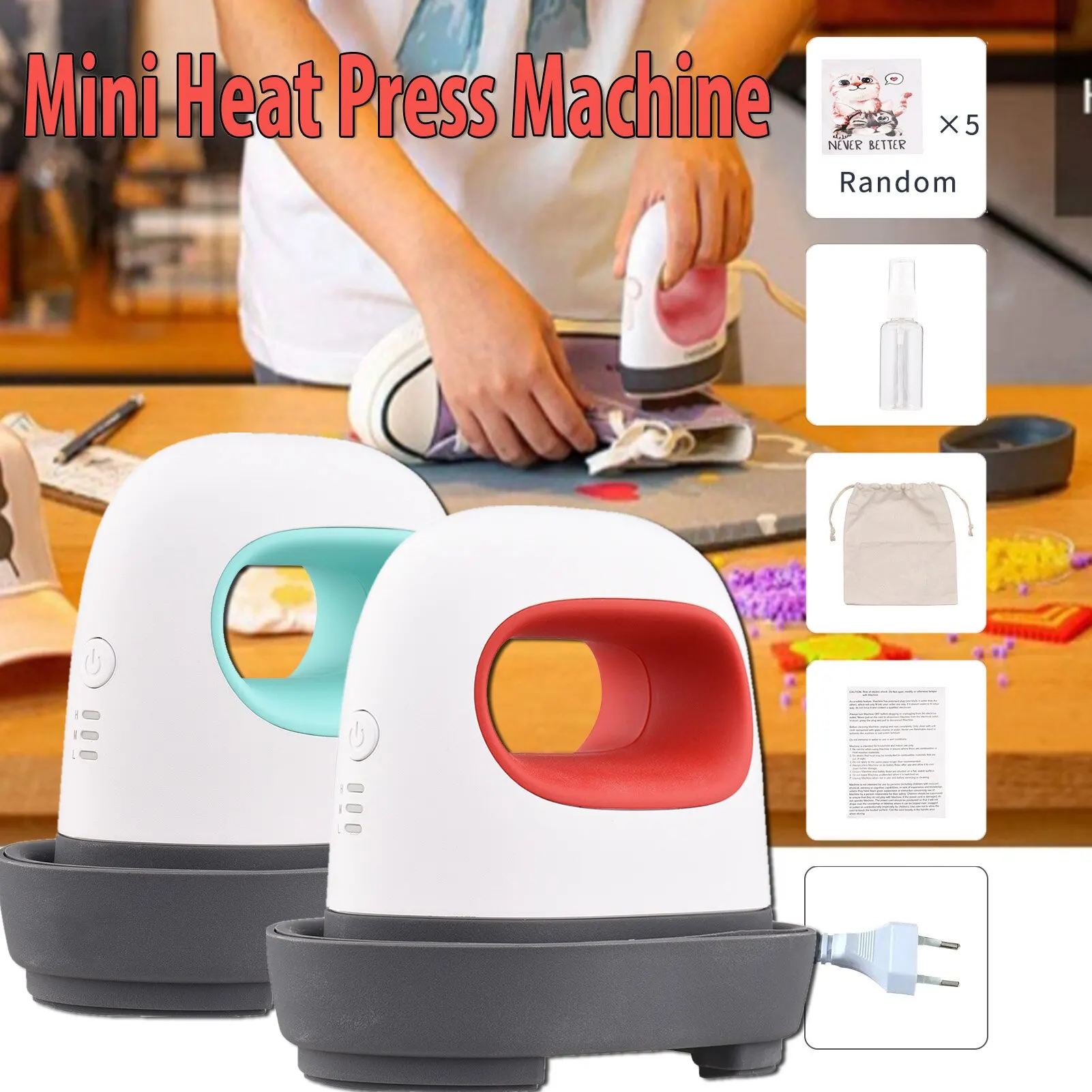 Portable Mini Iron Heat Press Machine Short Sleeve DIY Label Hot Stamping Machin
