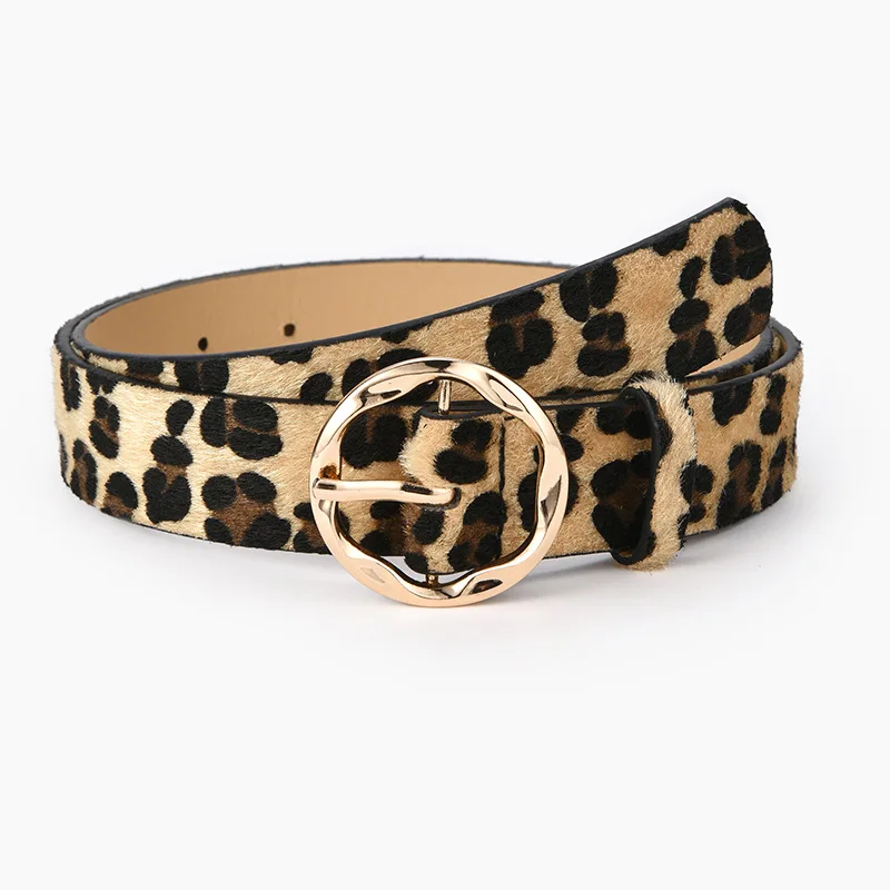 Women Belt, Leopard Snake Zebra Pattern Snakeskin Cos Skin Cricle Pin Golden Buc