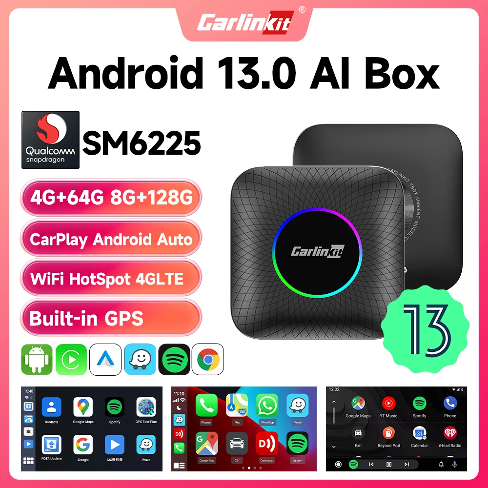 2024 CarlinKit CarPlay AI Box Android 13.0 QCM6225 8-Core Android Auto Wireless