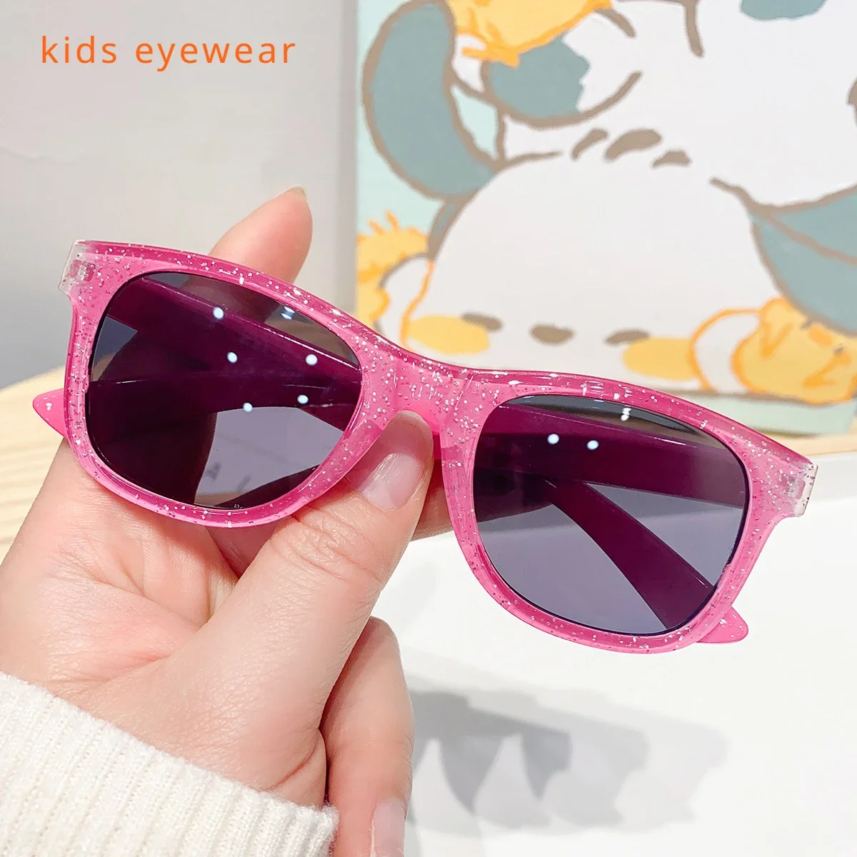 Trendy Cool Children's Colorful Shiny Square Sunglasses Girls Trendy Fashionable