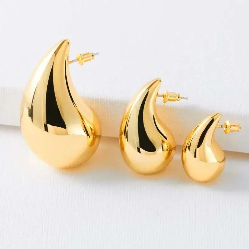 Trendy Plate Gold Color Chunky Waterdrop Dupes Drop Earrings for Women Personali