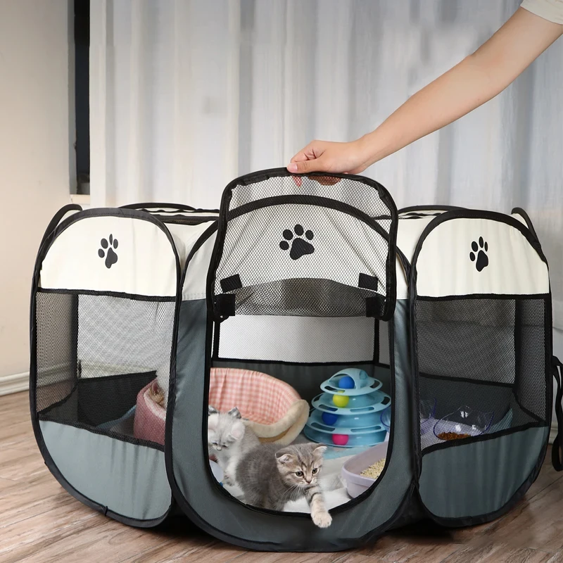 Octagonal Pet Tent Foldable Portable Oxford Cloth Cat and Dog Nest Outdoor Easy