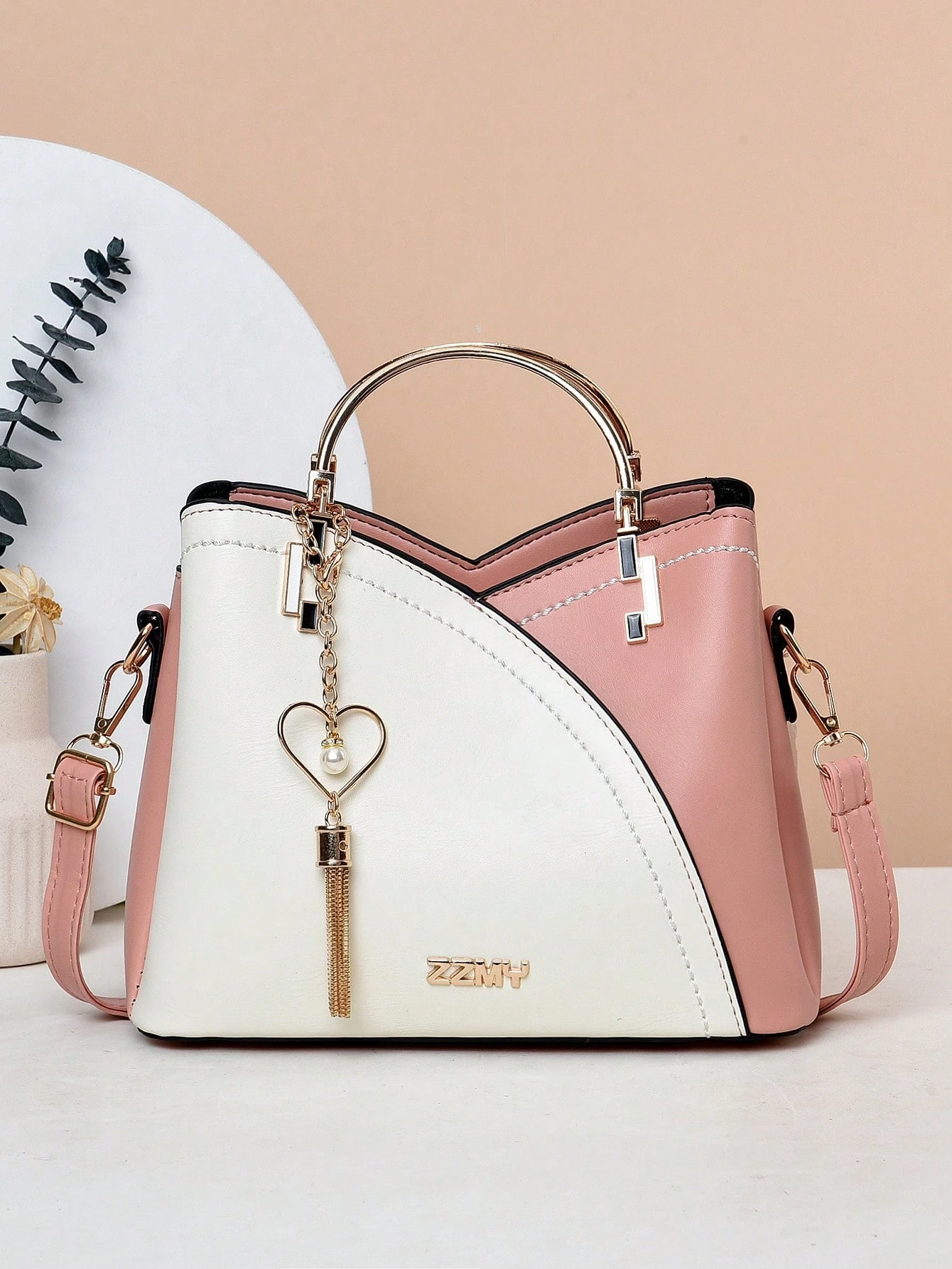 Fashion splicing color blocking large capacity women's handbag, casual versatile