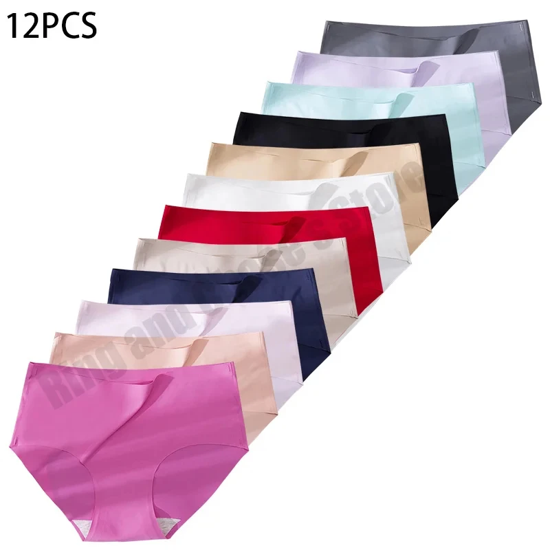 12PCS Lce silk Seamless Underwear Women's Panties Sexy Comfortable Breathable Lo