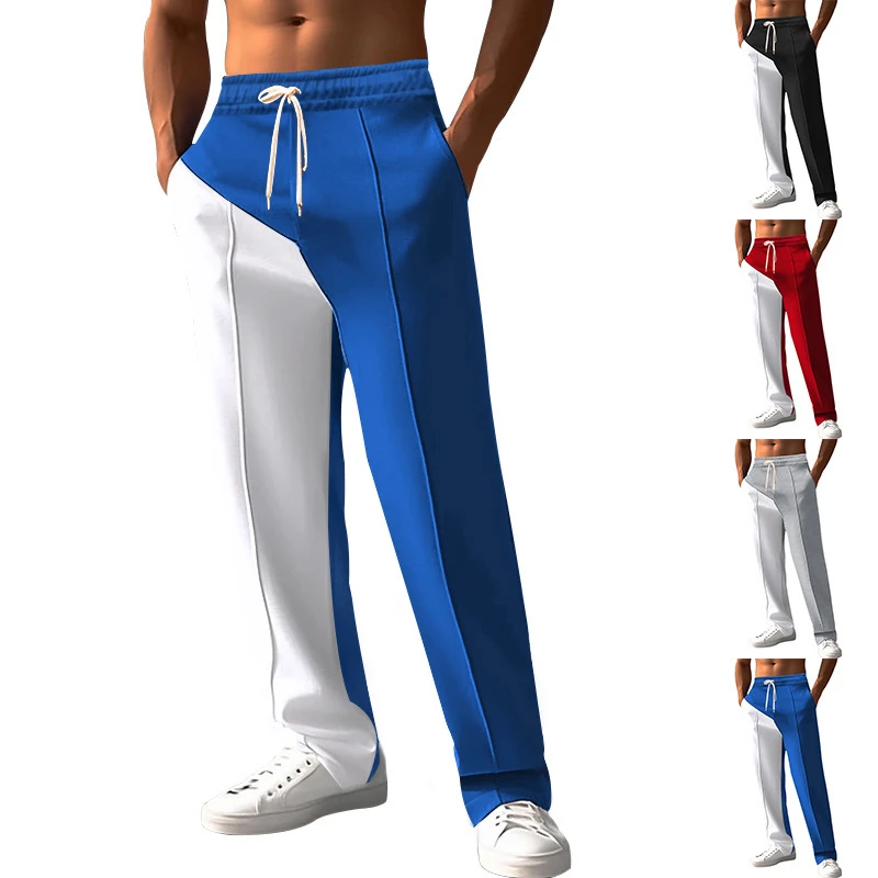 Men's New Trendy All-Match Straight Color Matching Casual Street All-Match Pants