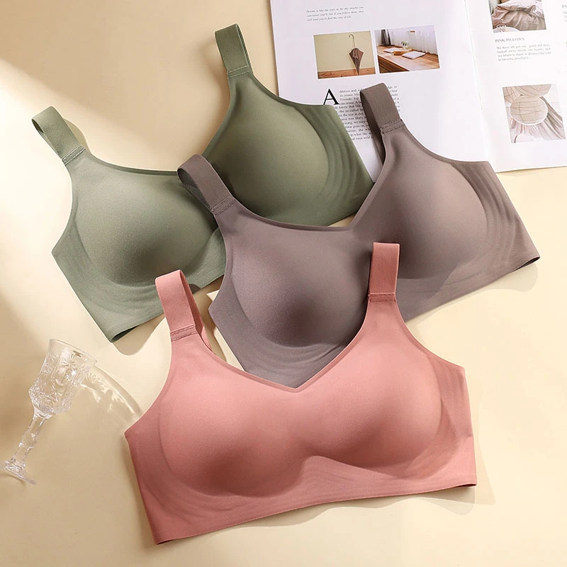 Large Size Soft Support Push-up Bra For Women, Seamless One-piece, Wire-free, Ad