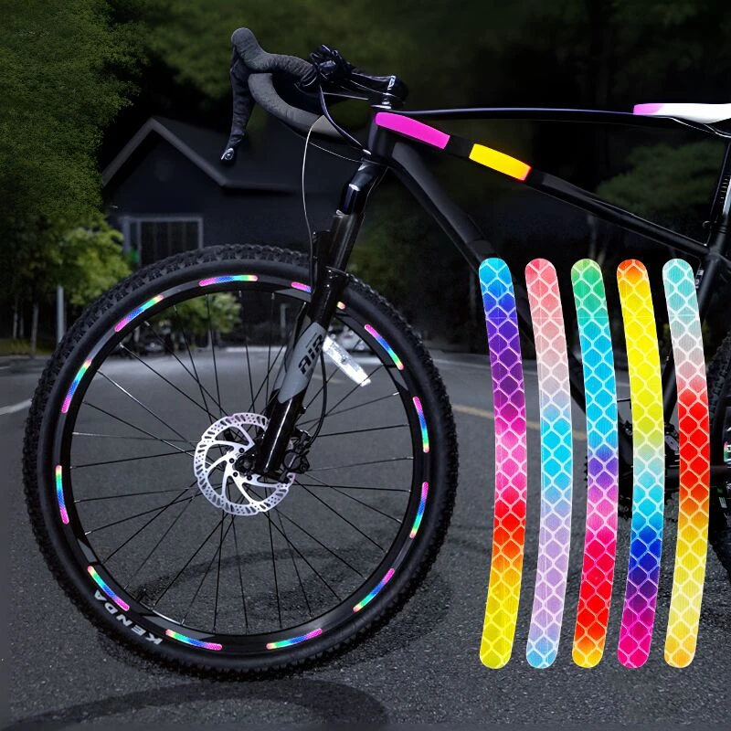 20Pcs/Set Rainbow Reflective Sticker for Bike Wheels Laser Night Glow Sticker fo