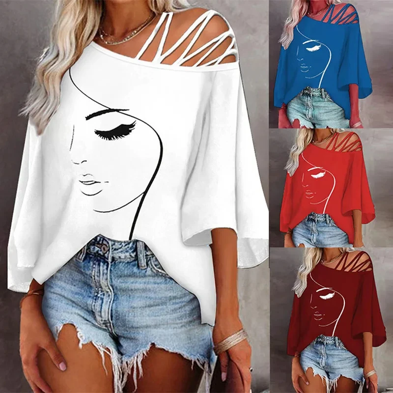New wholesale autumn fashion patchwork loose casual top women's printed t-shirt