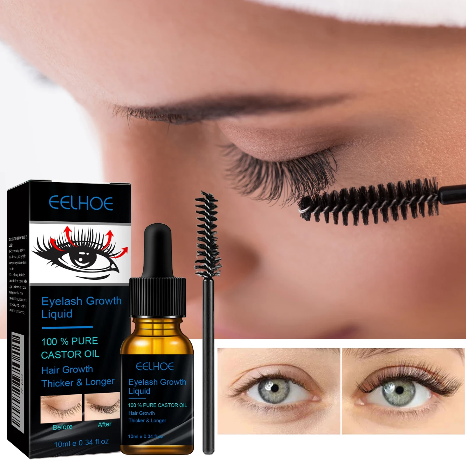 Eyebrows Natural Thick Slender Curl Curl Moist Natural Castor Oil Growth Liquid 