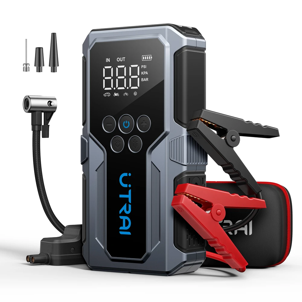 1500A Car Jump Starter Power Bank Portable 150PSI Air Pump Car Battery Emergency