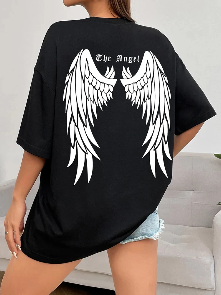 Dark Angel Wing Hot sale Graphic Printed T-Shirts For Women Loose Oversized Clot