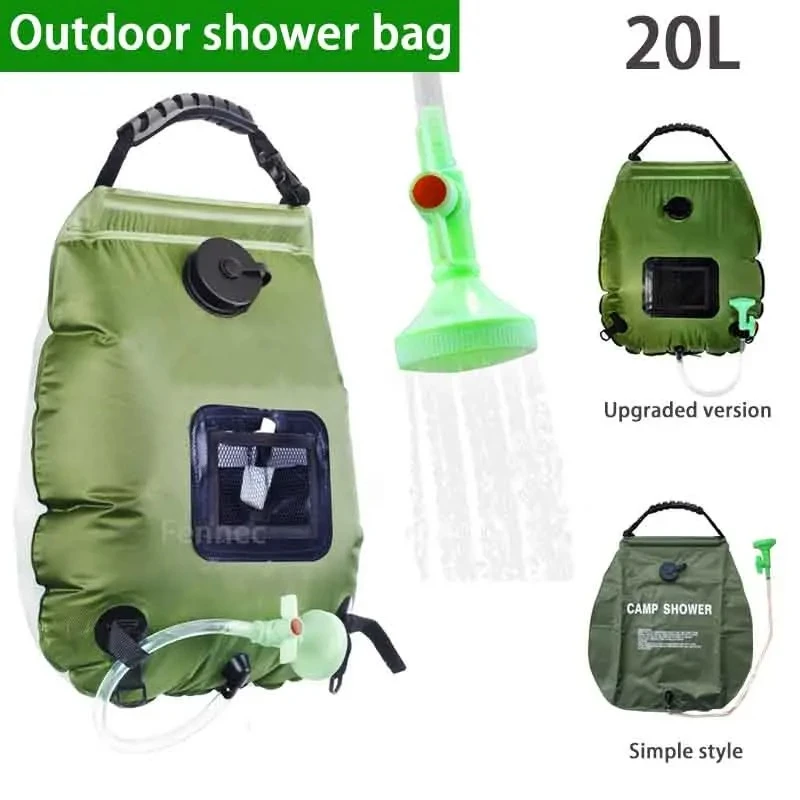 20 Liter Shower Water Bag Outdoor Camping Solar Heat Absorption Military Green S
