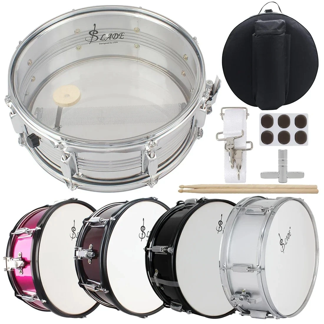 Snare Drum 14 Inches Snare Drum Set Percussion Instrument With Bag Drumsticks Ke