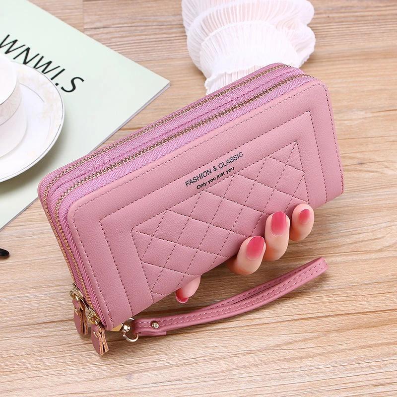 Women's Long PU Leather Wallet - Luxury Double Zipper Clutch with High Capacity,