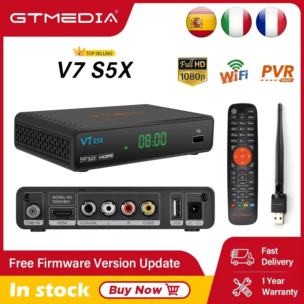 V7 S5X Super Value Satellite TV Receiver DVB-S/S2 Full HD 1080P With USB WIFI Di