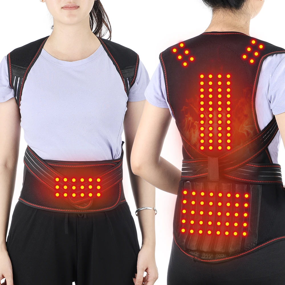 Self Heating Back Support Waist Brace Magnetic Heating Corrector Therapy Belt Ba