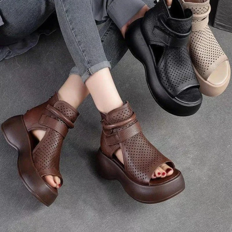 Sandals Boots Hollow for Womem Thick Sole Breathable Hole Shoes Fish Mouth Summe