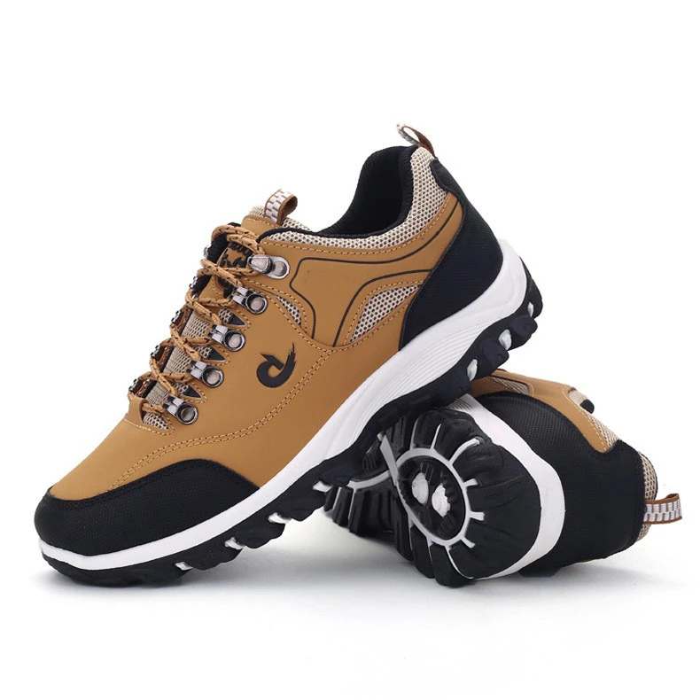 Men Hiking Shoes Waterproof Leather Outdoor PU Shoes Wear resistant Men Trekking
