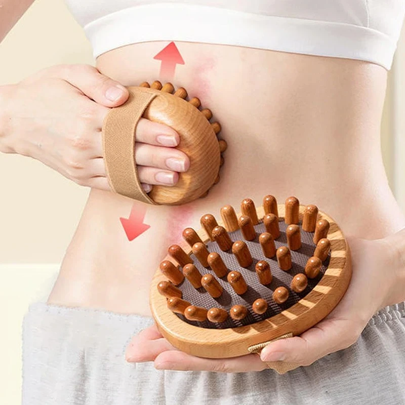 Body Anti Cellulite Brush Soothing Wooden Essential Oil Spa Air Cushion Massage 