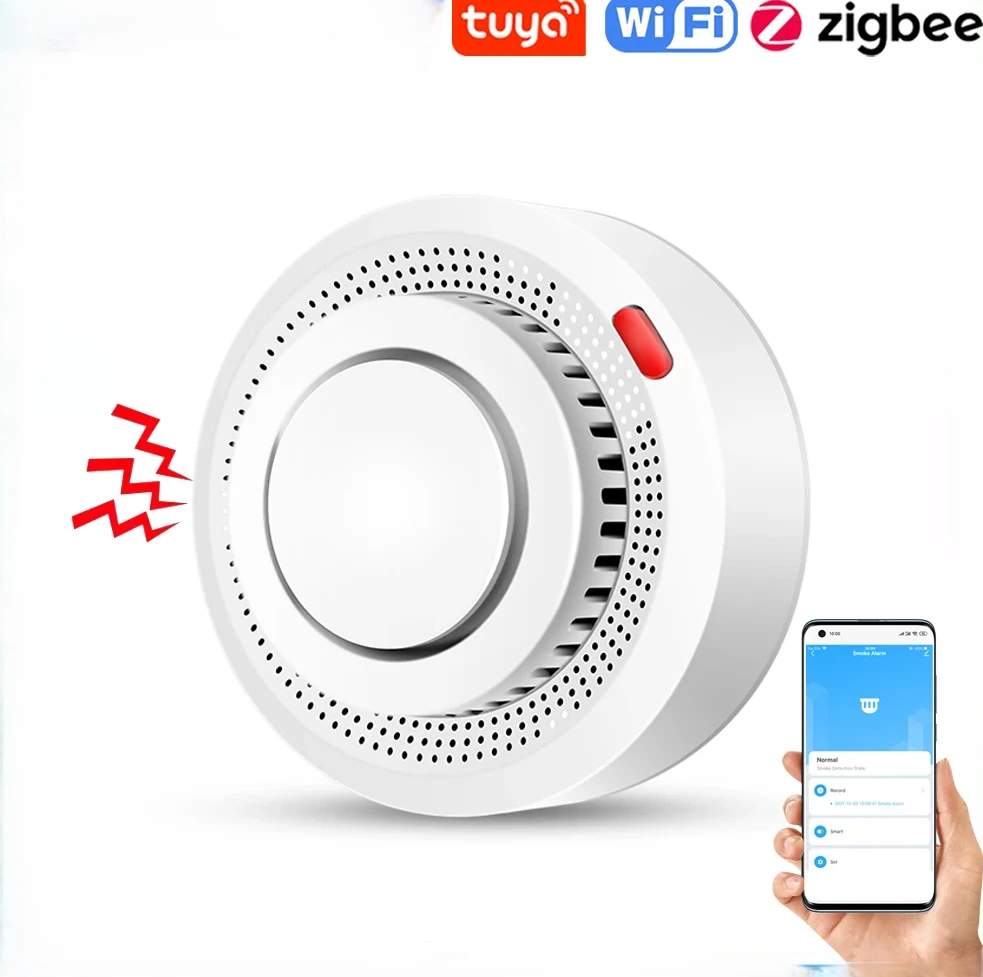 Tuya Smart Smoke Detector Wifi/Zigbee Fire Protection Home Security Alarm Smokin