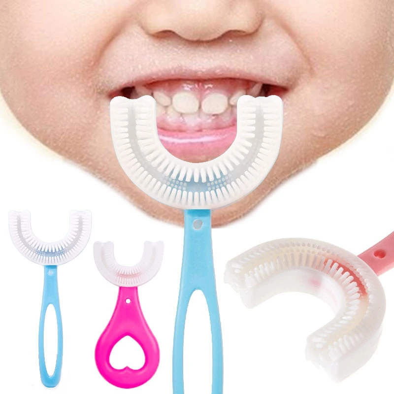 Children's U-shaped Toothbrush Tumbler Baby 2-6-12-Year-Old Children Soft silica