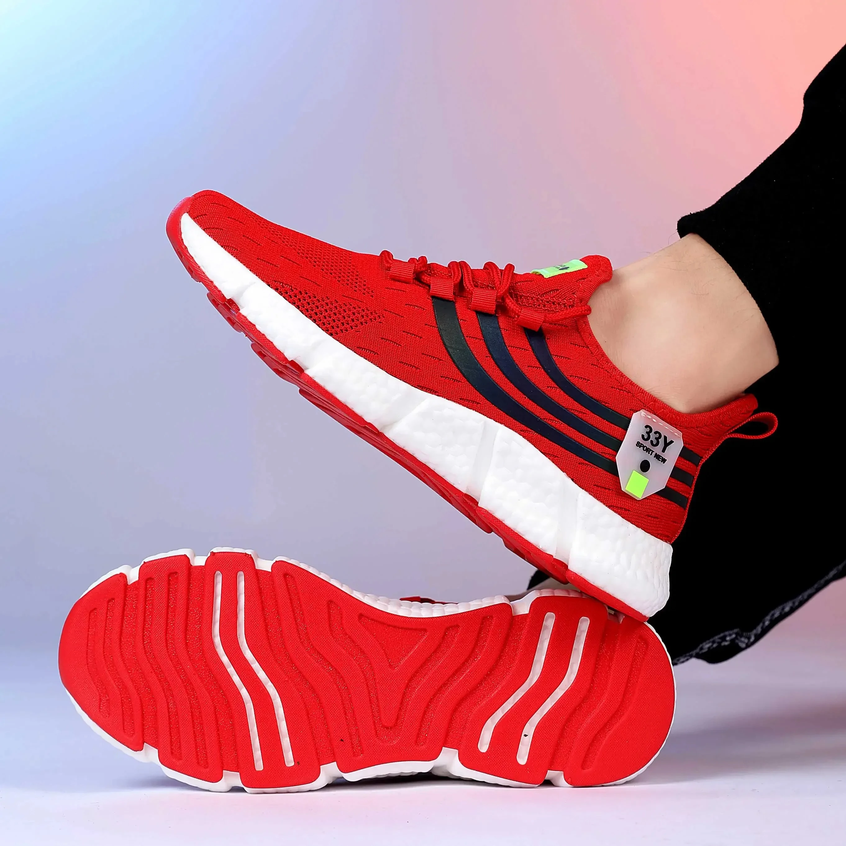 Men's Sports Shoes Comfortable Mesh Knitted Upper Comfortable Soft Sole Shoes Fa