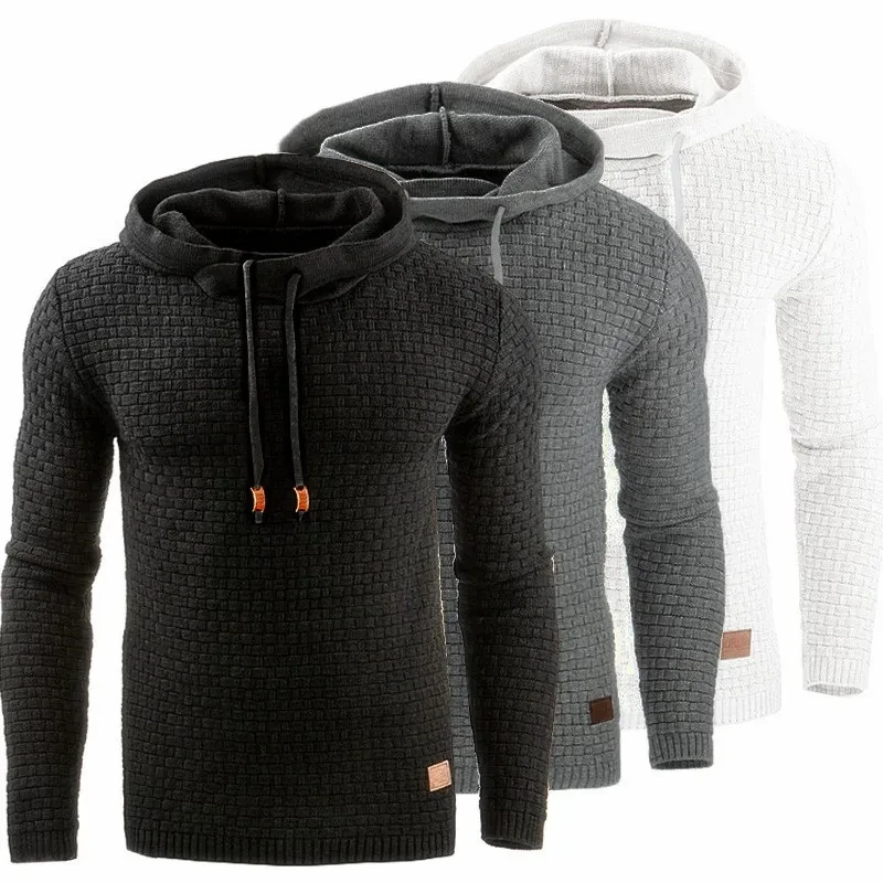Autumn Winter New Men's Hoodie Long Sleeve Embroidered Sweatshirt Warm Color Spo