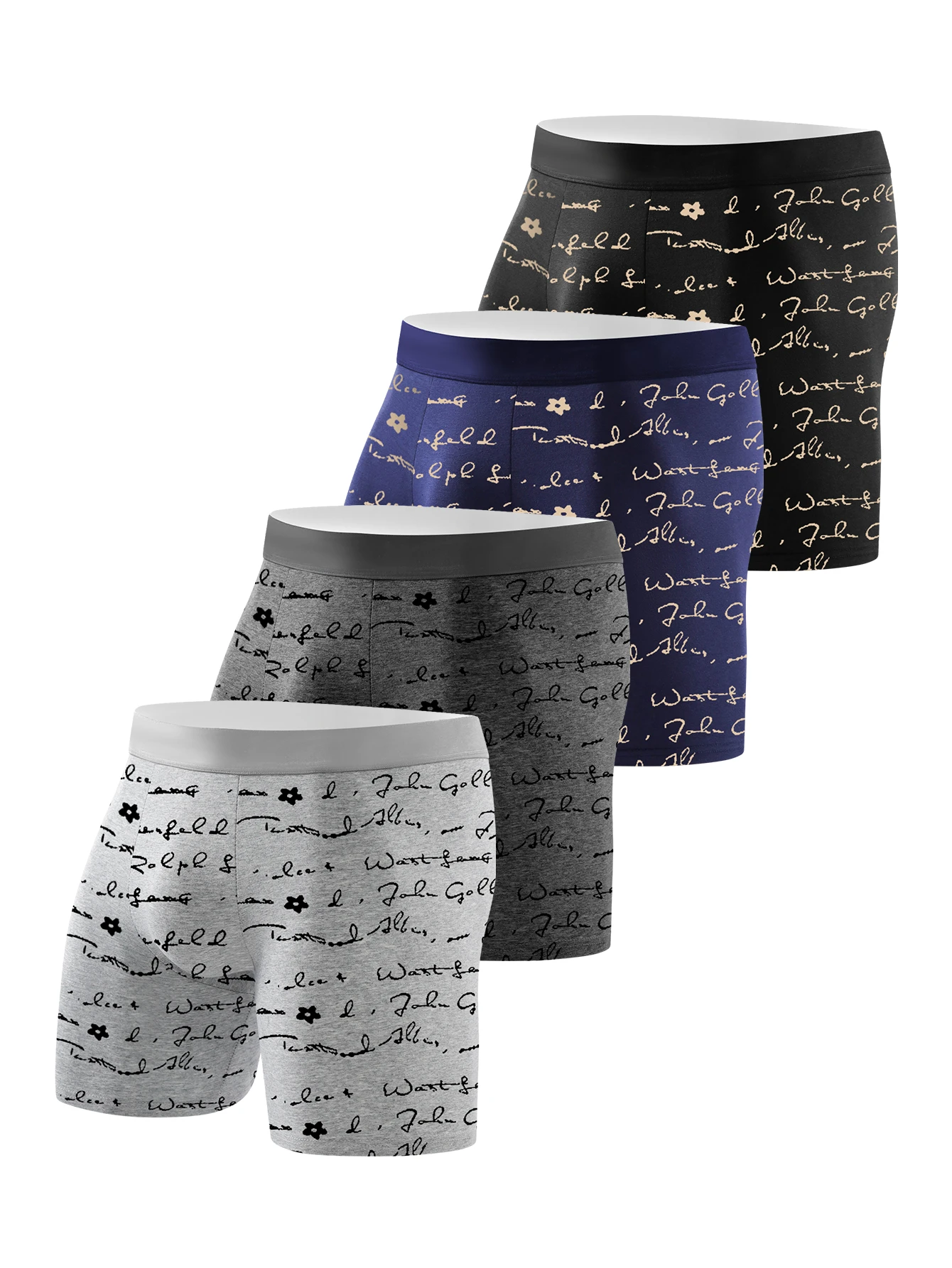 4PCS Men's Underwear Long Sports Fitness Boxer Briefs Soft Comfortable Men's Lon