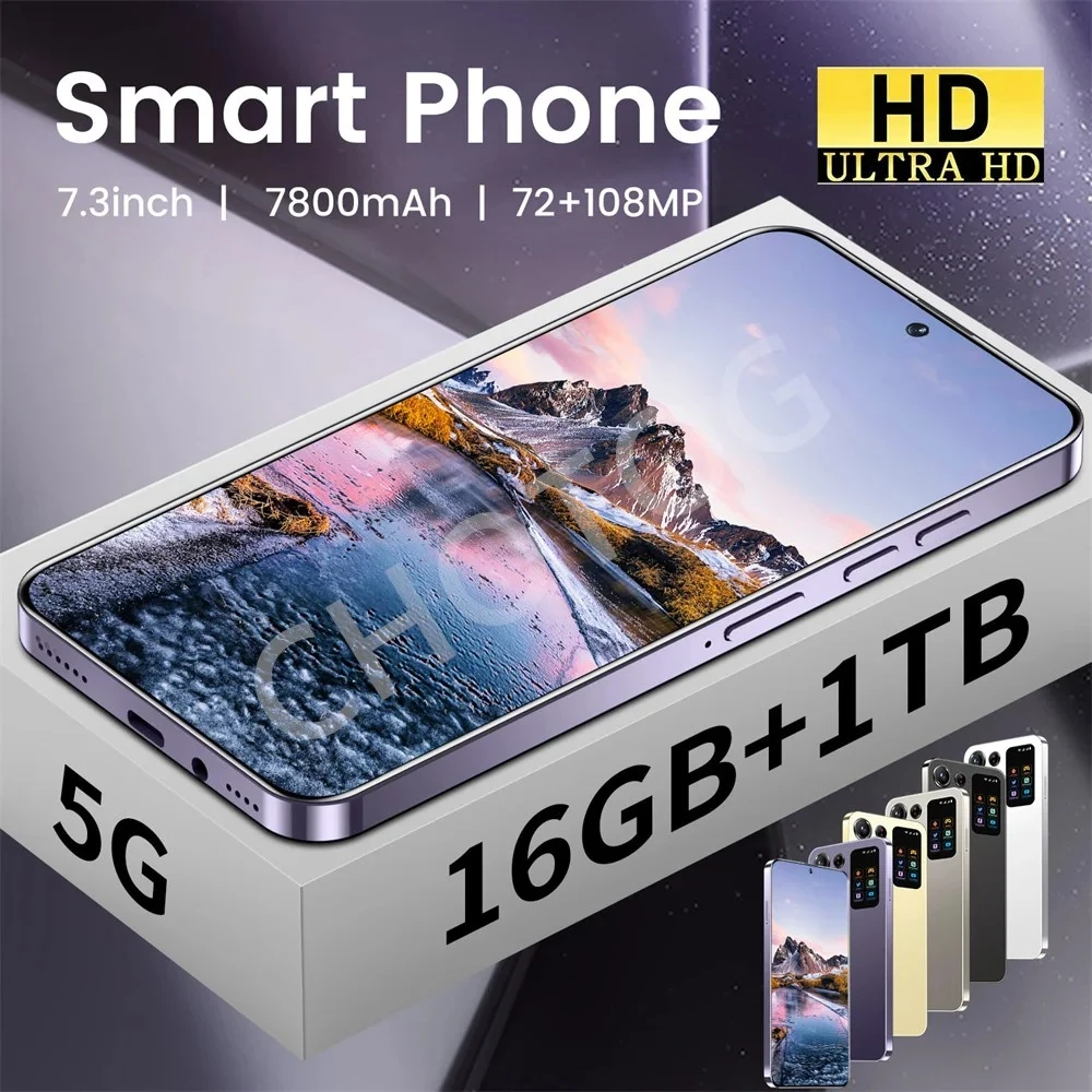 SMS24 Ultra Original 5G Smartphone 7.3HD 16G 1TB Dual SIM Cell Phone 7800mAh And