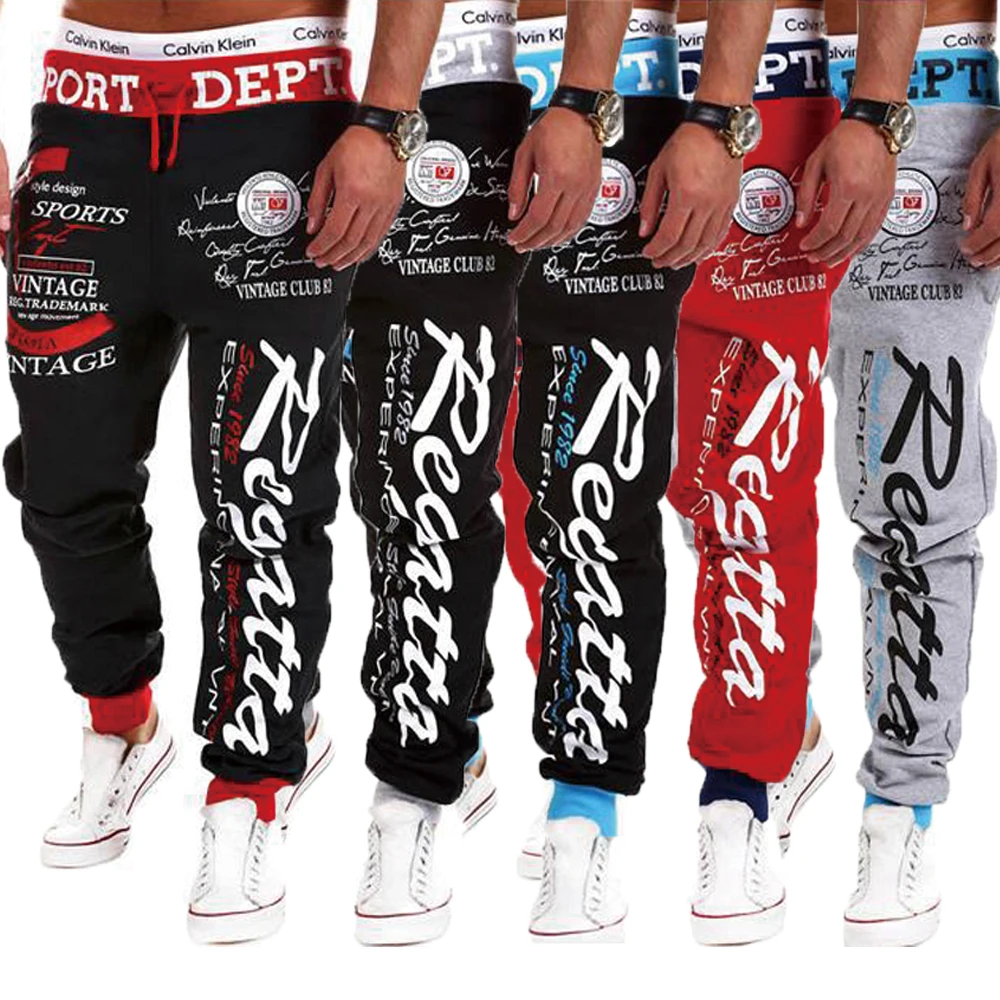 Letter Graphic Print Sweatpants for Men Hip Hop Joggers Sports Athletic Pants fo