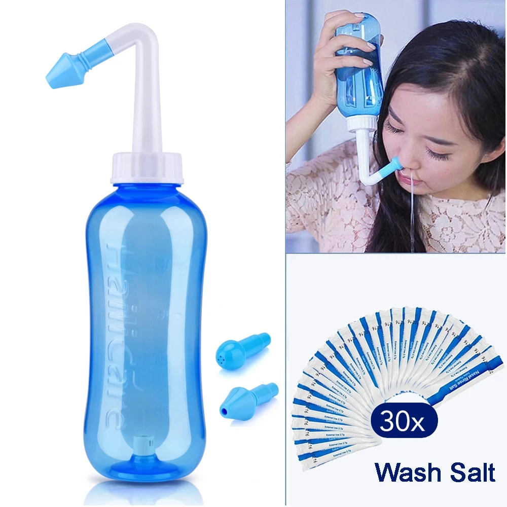 300ML Nasal Washing Bottle 2.7g Nose Wash Salt Nasal Irrigator Nose Aspirator Na