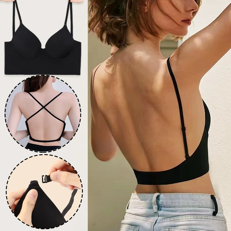 Push-Up Bralette Women's Low-Waist Bras For French Wedding Removable Thin Padded