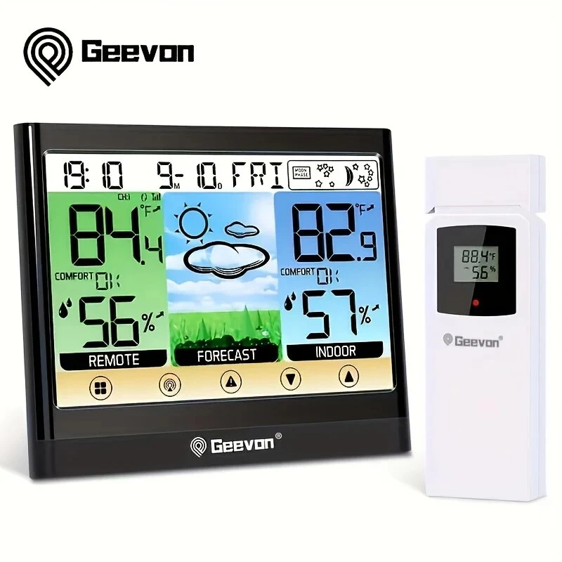 Geevon Weather Station Wireless Indoor Outdoor Thermometer Hygrometer Touch LCD 