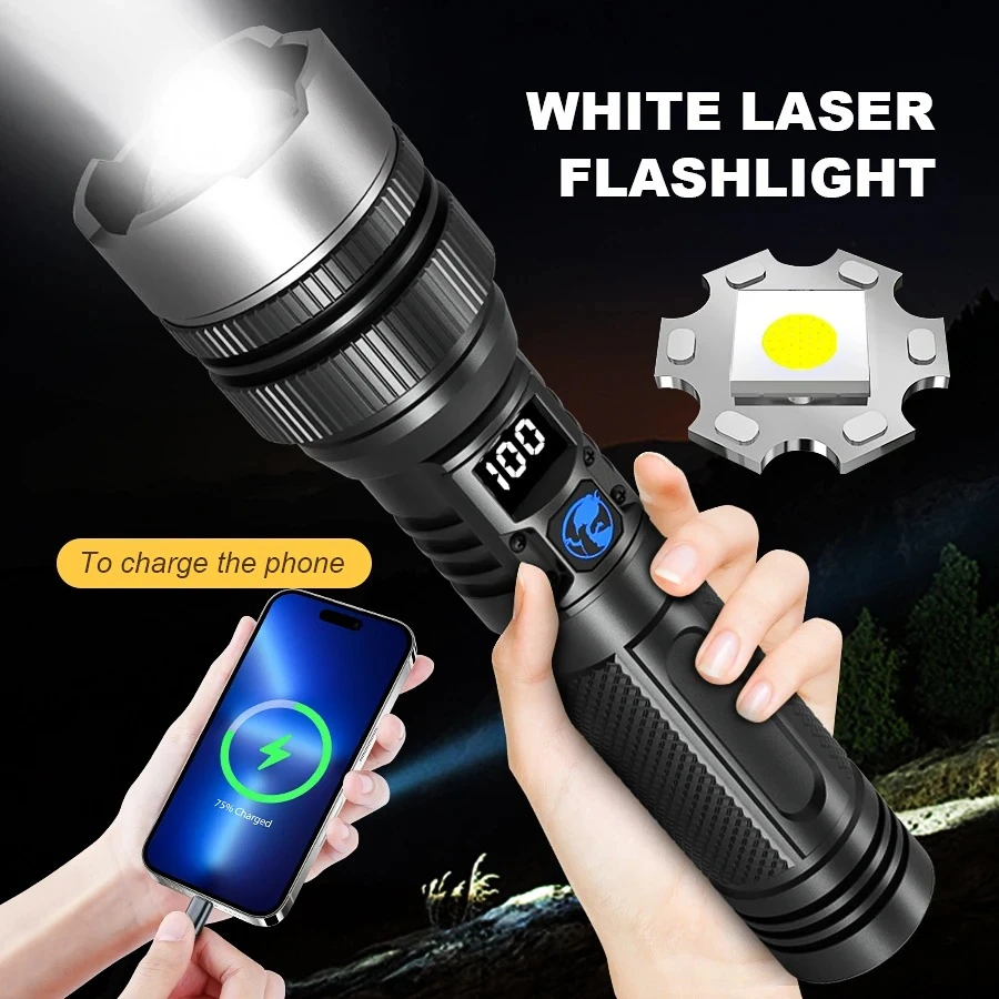 2000LM Self Defense LED Flashlight ABS Torch with Digital Display Portable TYPE-