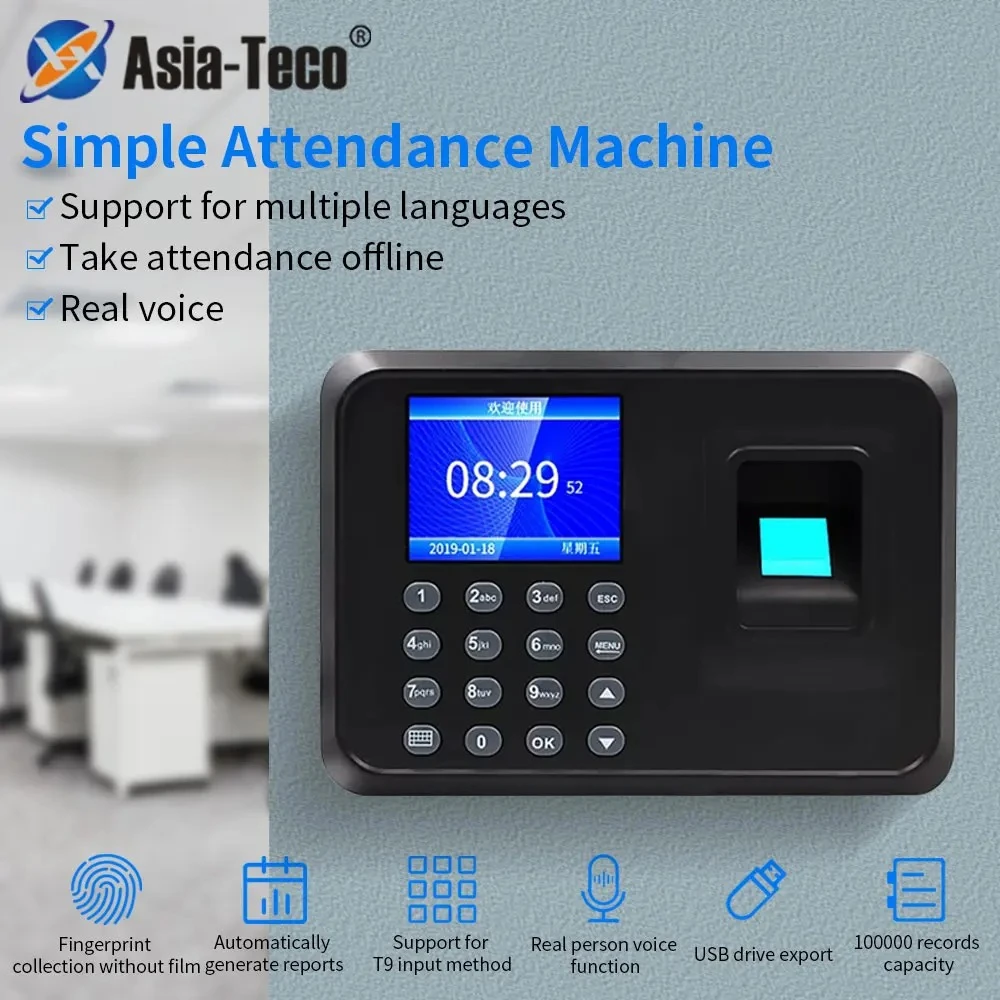 A5 Biometric Fingerprint Employee Time Attendance Smart Time Clock Recorder Devi