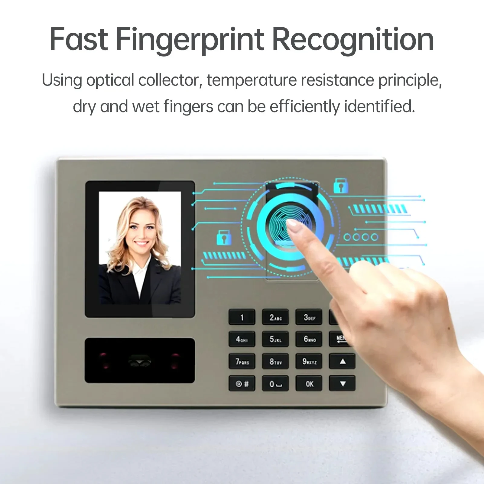FA03 Fingerprint Attendance Machine Support Facial Recognition Password Unlock E