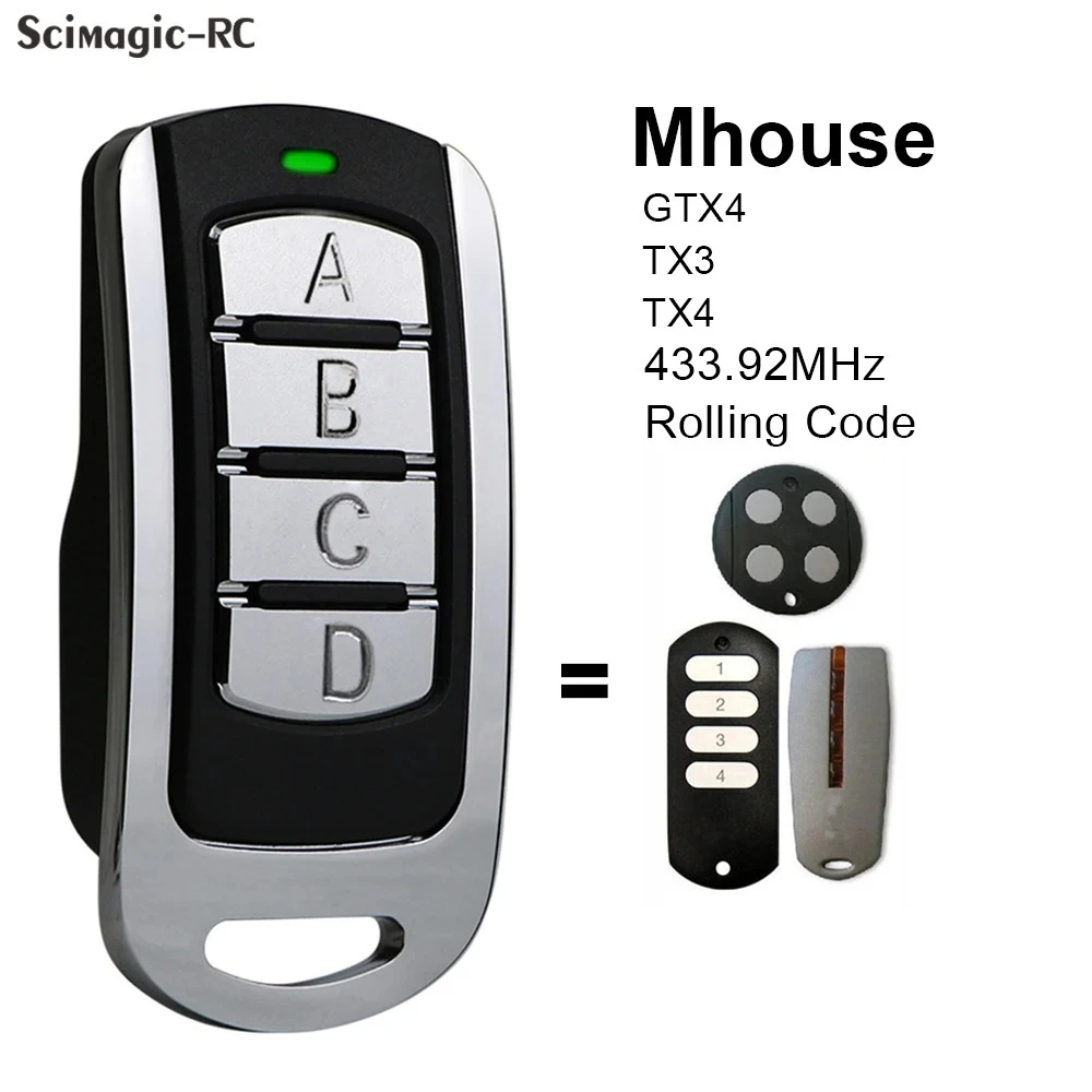 Mhouse TX3 TX4 GTX4 Garage Remote Control MT4 MT4V MT4G 433MHz Transmitter 433.9