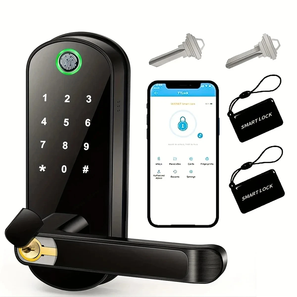 Smart Fingerprint Door Lock App Remote Control Keyless WIFI Digital Touchscreen 