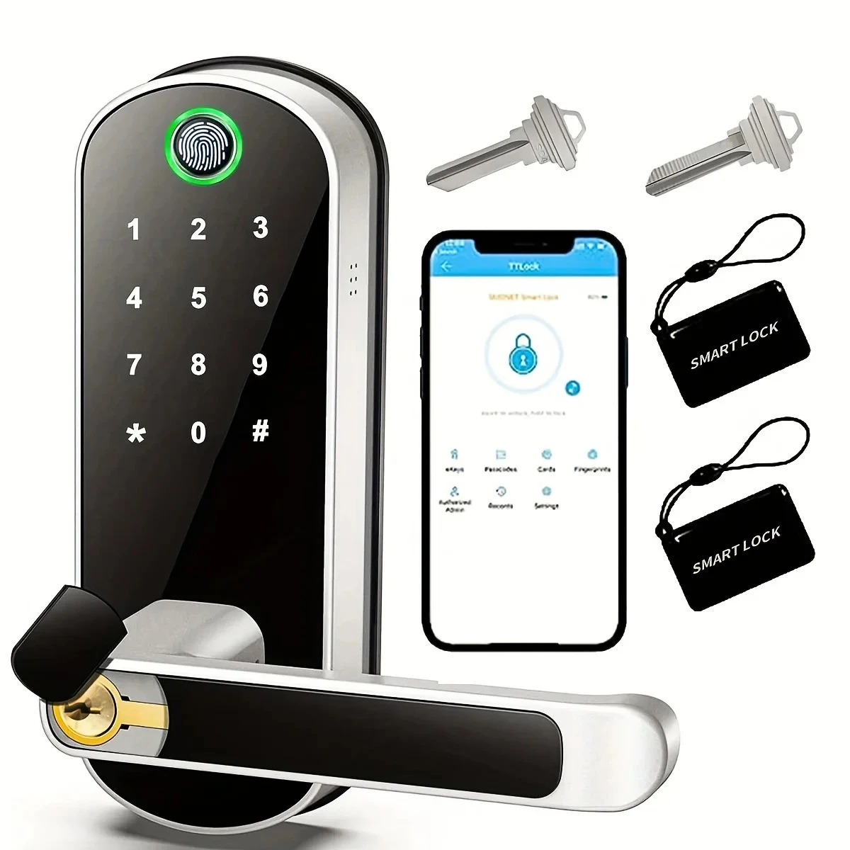 Smart Fingerprint Door Lock App Remote Control Keyless WIFI Digital Touchscreen 