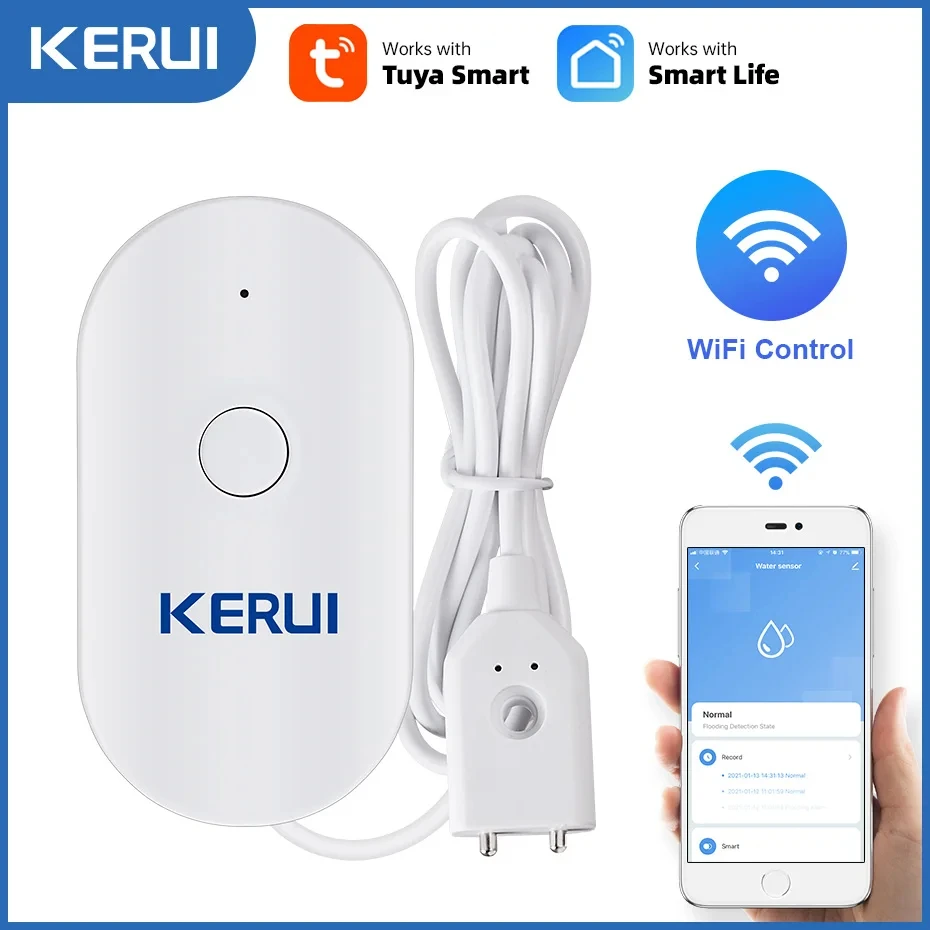 WiFi Water Sensor Smart Home Kitchen Water Leak Detector Tuya APP Monitoring of 