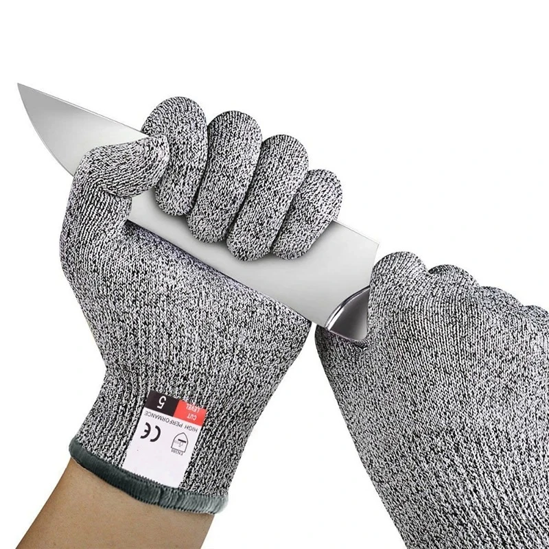 1 Pair Cut Resistant Gloves Food Grade Safety Cutting Gloves Level 5 Protection 