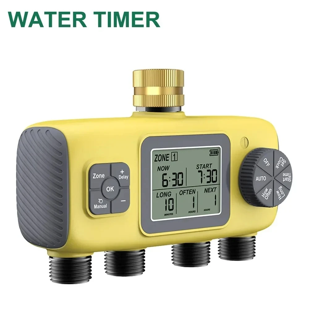 Smart Water Timer Intelligent 4-Outlet Irrigation Watering System Sprinkler Time