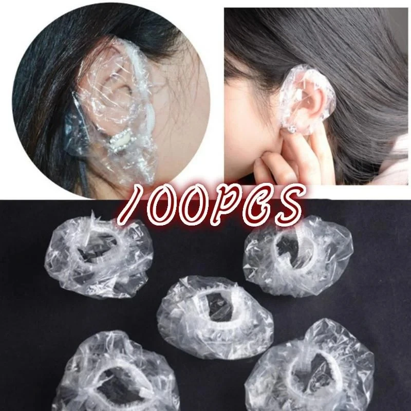 100Pcs Disposable Hairdressing Earmuffs Salon Clear Ear Cover Ear Protection Hai