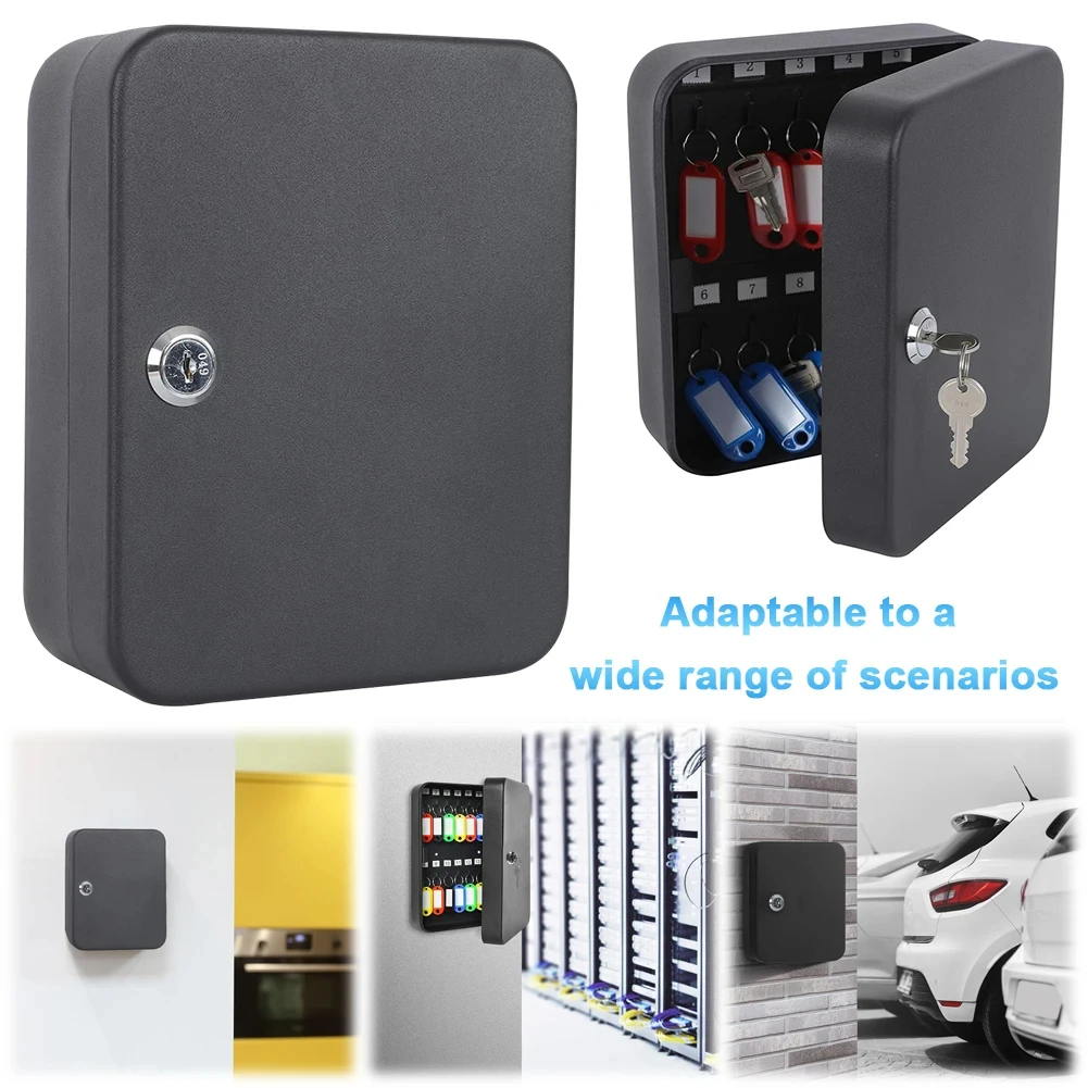 Combination Key Cabinet 20 Key Hooks Locking Key Organizer with Key/Code Lock Ke