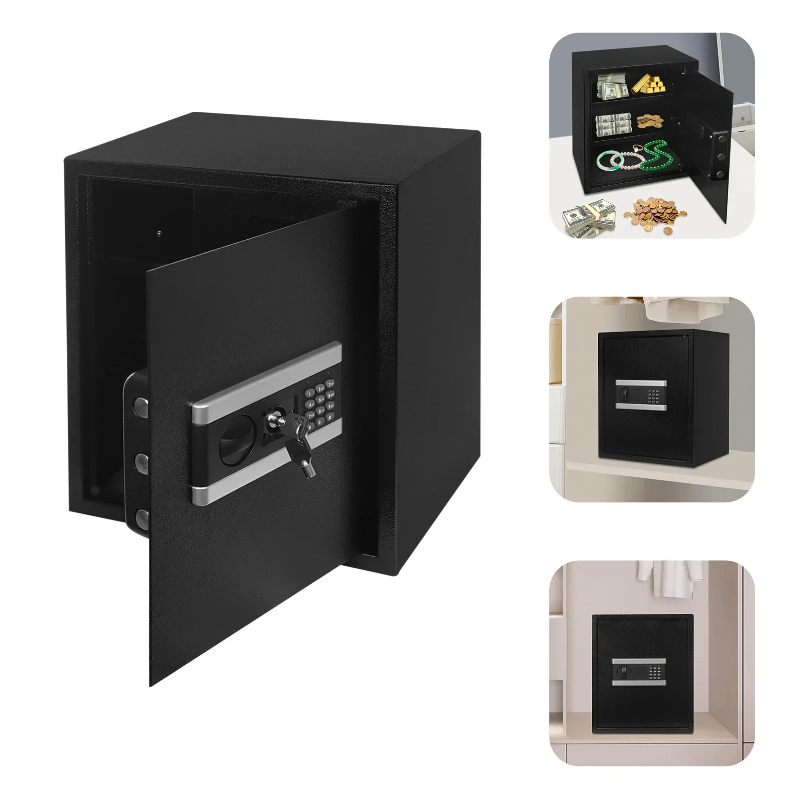 Electronic Safe Box Fireproof Furniture Safe, w/ Password Emergency Key, Three-B