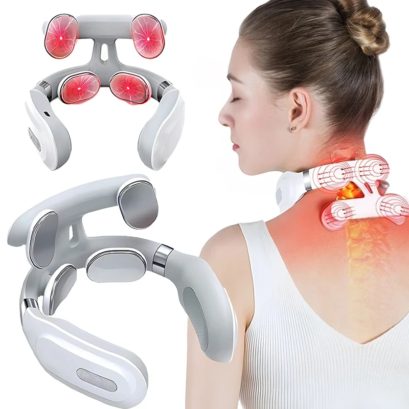 Eiectric Neck Shoulder Pulse Massage 4 Head Neck Protection Heating Breathing Li
