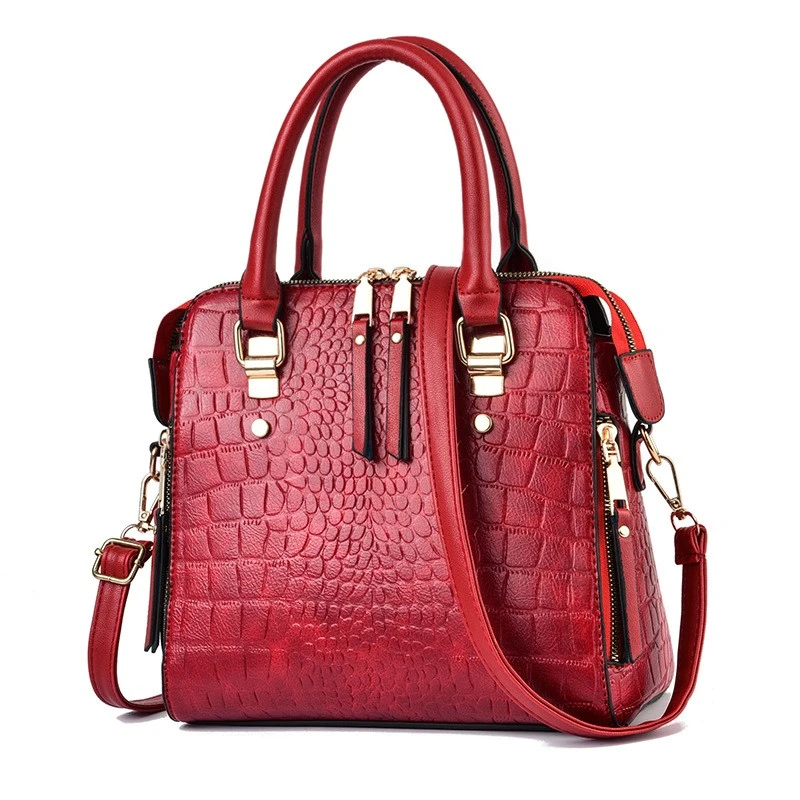 Designer Tote Bags For Women Soft PU Leather Crocodile Pattern Shoulder Crossbod