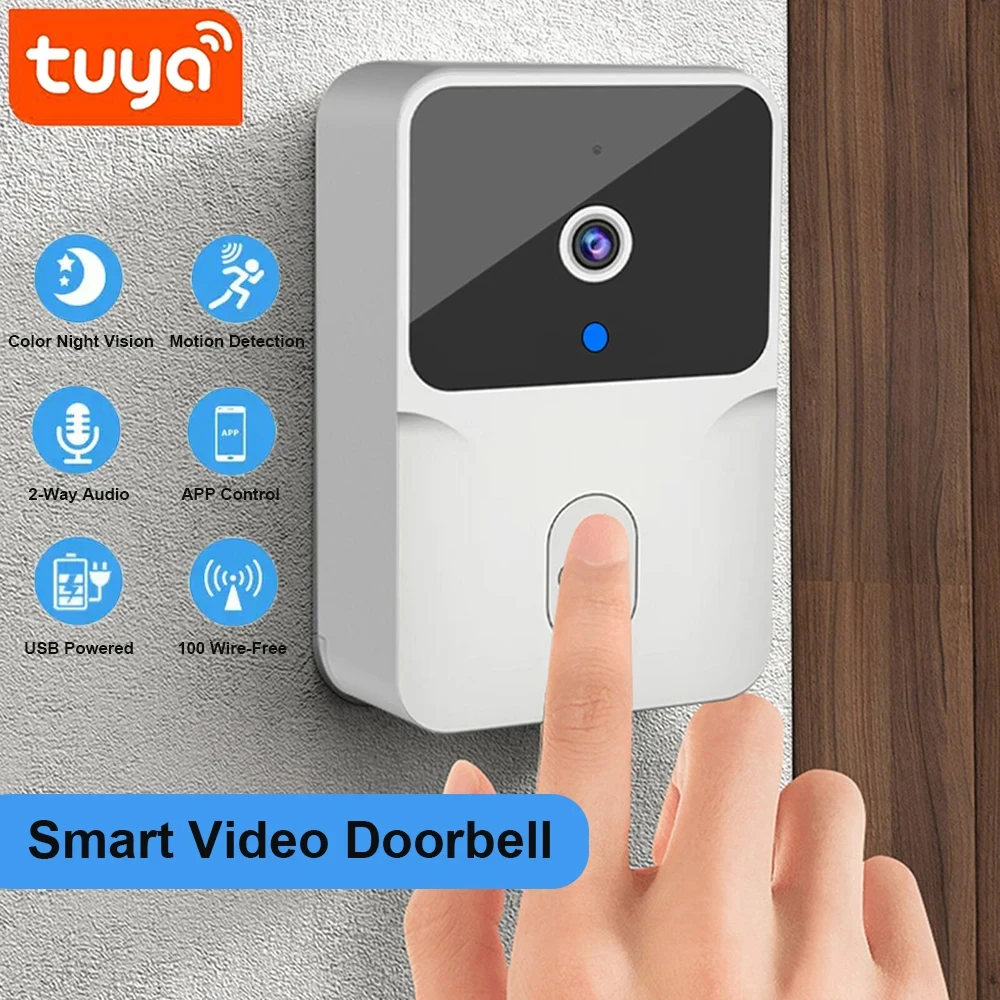 Tuya Smart Video Doorbell Wireless HD Camera IR Alarm Security Doorbell WiFi Int