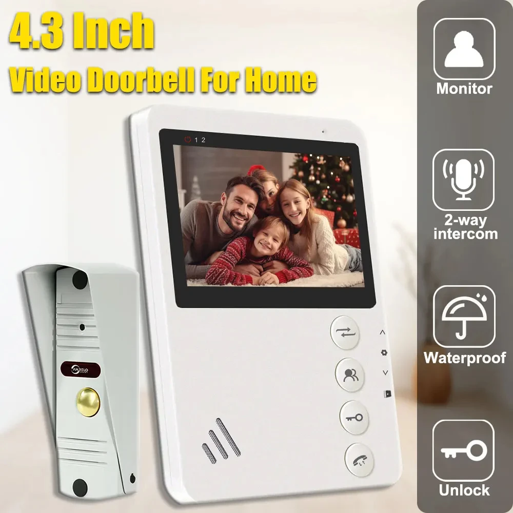 4.3 Inch Monitor Wired Door Phone Metal Doorbell Video Intercom System for Home 